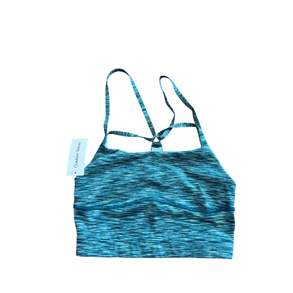 Outdoor Voices Flow Crop Top Patina Mix Teal Space Dye Strappy Back Small NWT